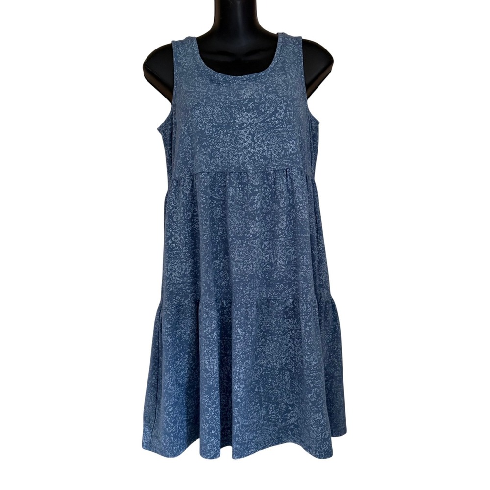 Frye Bandana Blue Tiered Dress M Pockets Boho Western Country Cowgirl Festival
